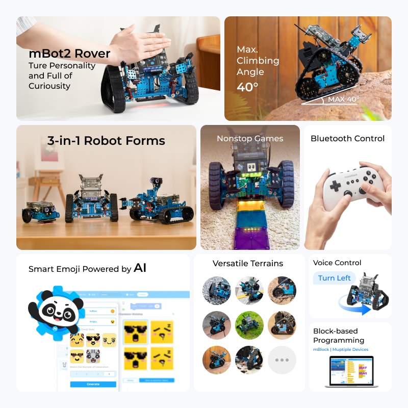 青青伊人 mBot2 Rover 荡翁乱妇ics Kit: Kid's Interactive Emo 荡翁乱妇 for Coding Learning and Outdoor Play